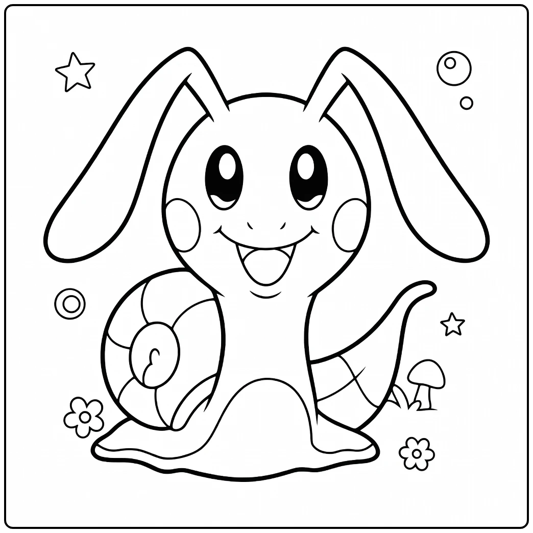 Pokemon Sliggoo Happy Snail with Little Stars coloring page