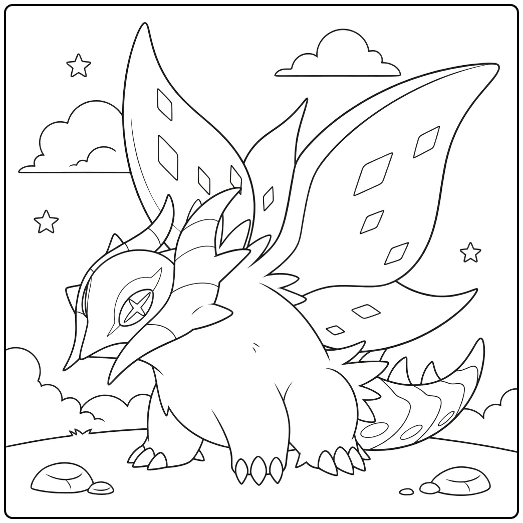 Pokemon Slither Wing in Majestic Pose coloring page