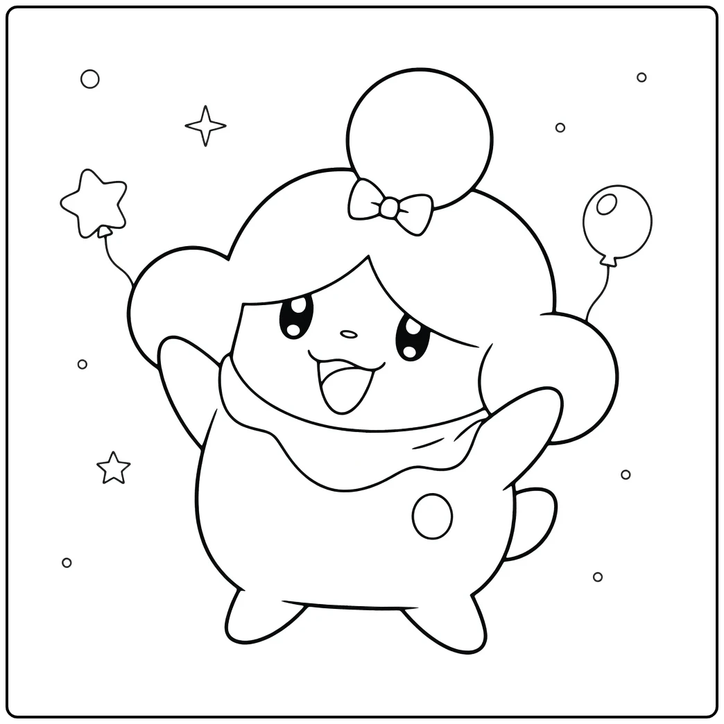 Pokemon Slurpuff Cheerful with Bow and Scarf coloring page