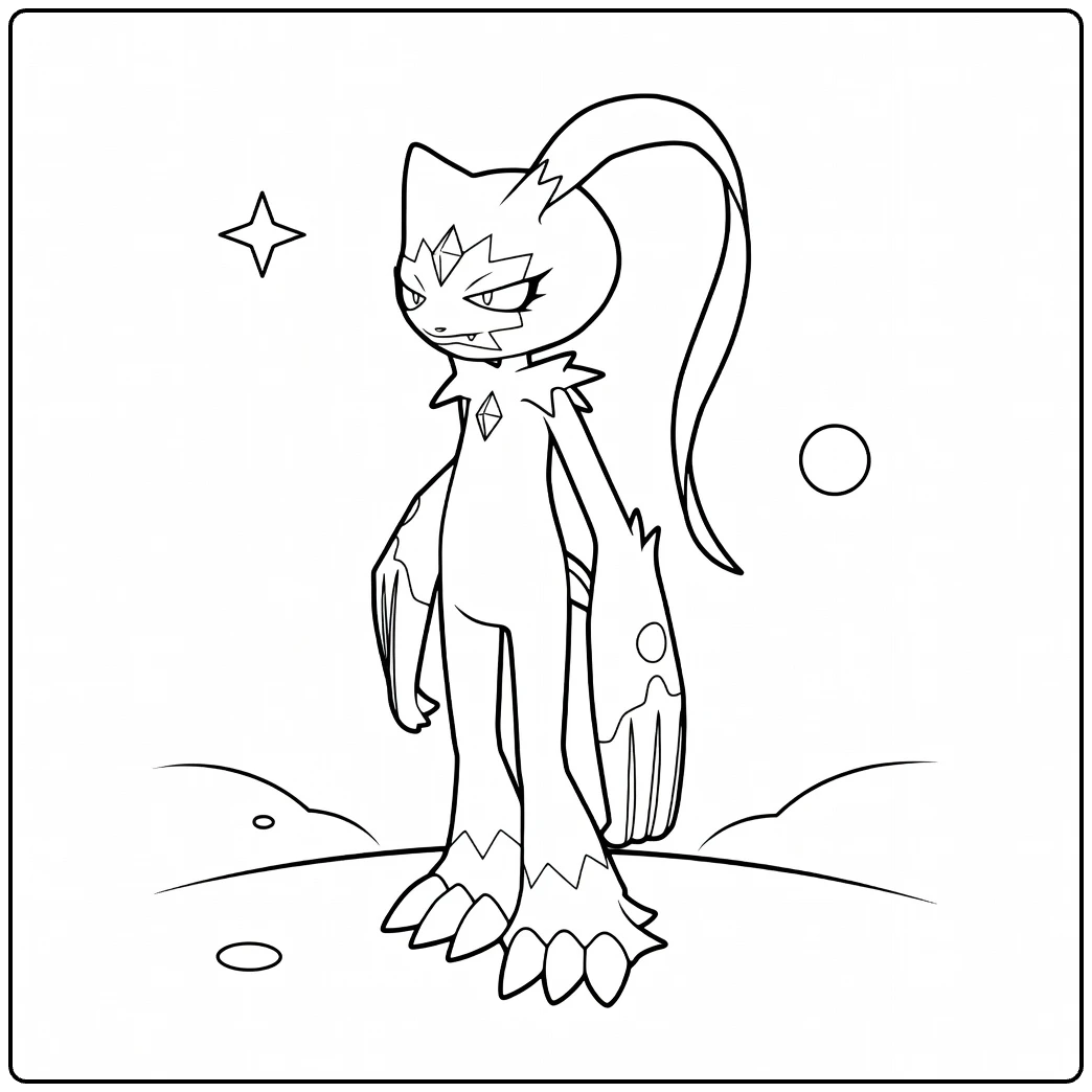 Pokemon Sneasler Cosmic Background coloring page