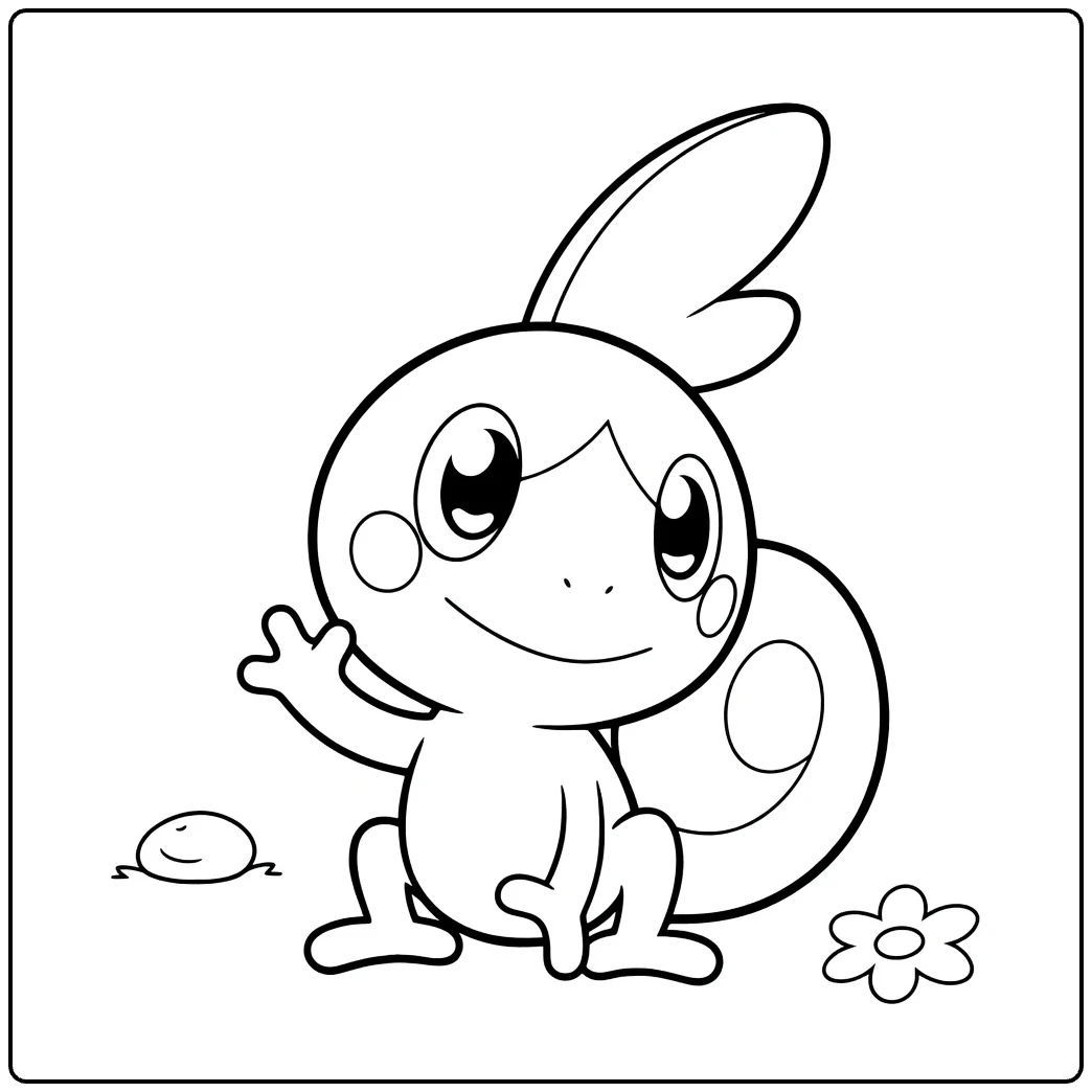 Pokemon Sobble Flower and Bubble coloring page