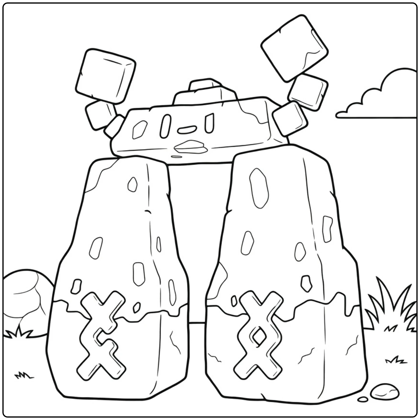 Stonjourner Stonehenge Style Pokemon coloring page