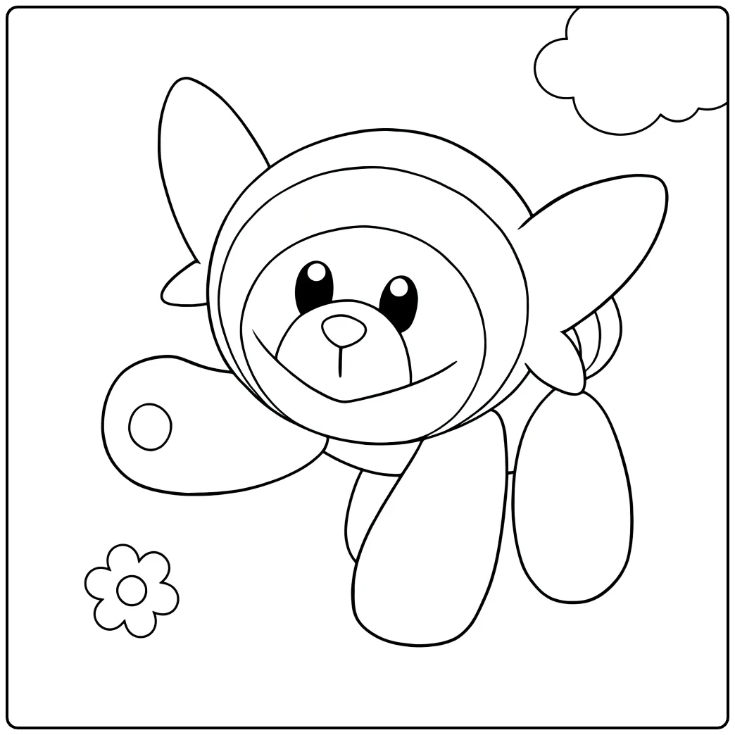 Pokemon Stufful Flower and Cloud coloring page