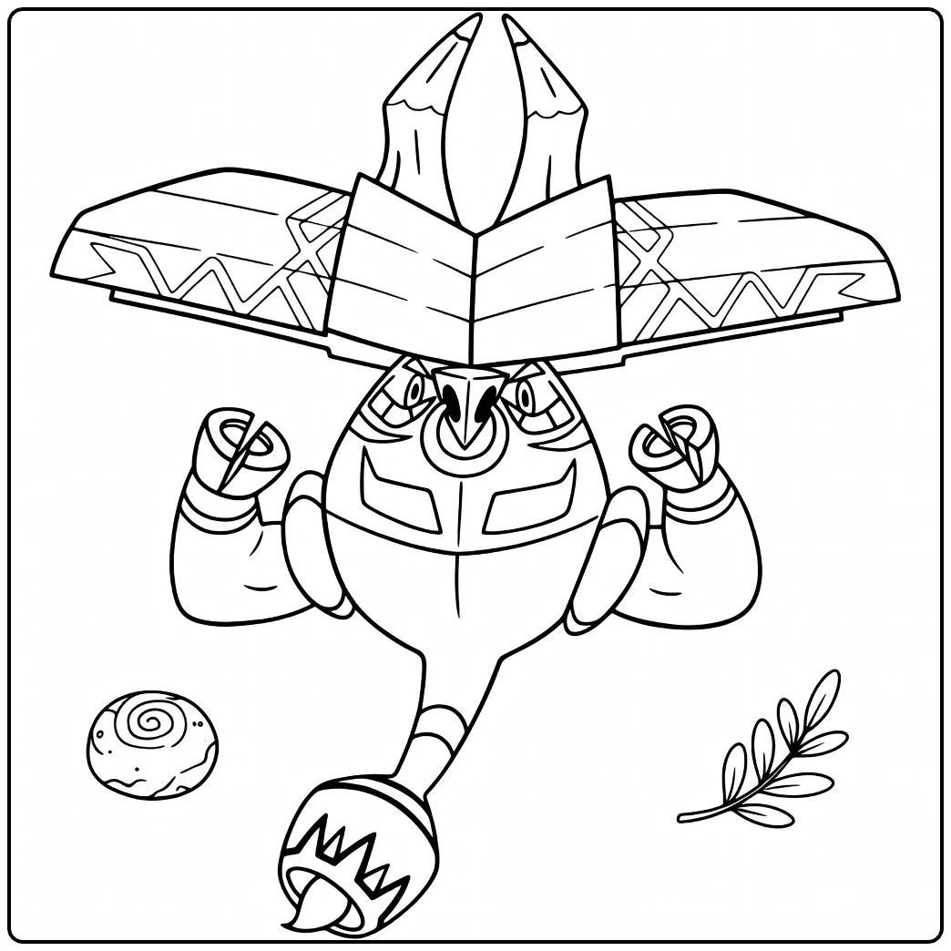 Pokemon Tapu Bulu in Tough Action coloring page