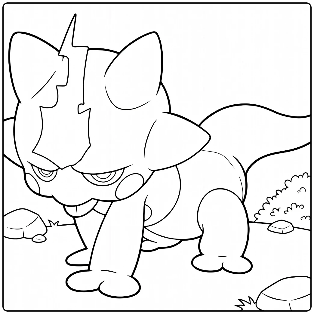 Pokemon Toxel Horn and Rocks coloring page