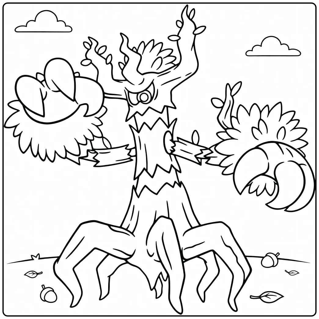Pokemon Trevenant Spooky Tree Monster coloring page