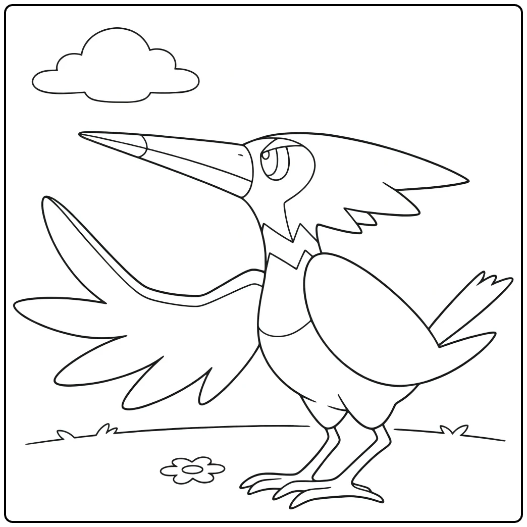 Pokemon Trumbeak on Grass with Daisy coloring page