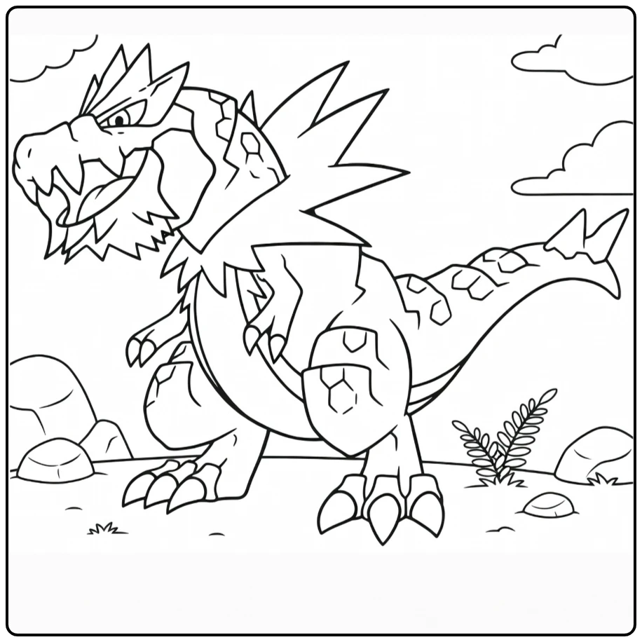 Pokemon Tyrantrum in Action Pose coloring page
