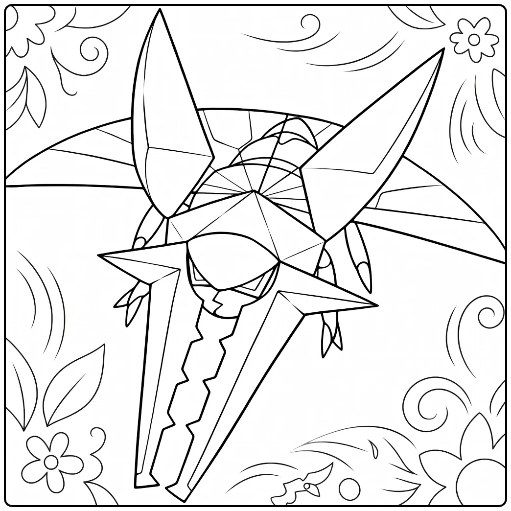 Pokemon Vikavolt Flowers and Swirls coloring page