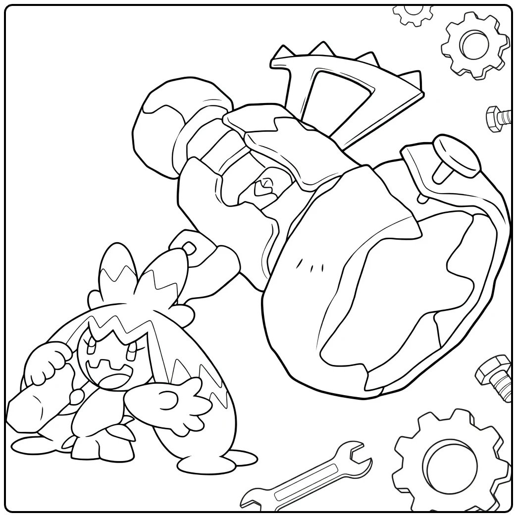 Pokemon Toedscool Vs Robot Wiglett coloring page
