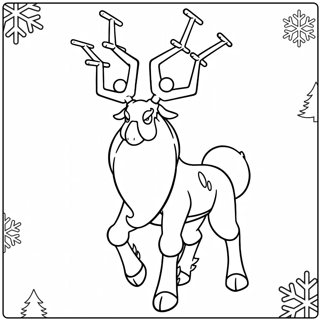 Pokemon Wyrdeer in Wintry Setting coloring page