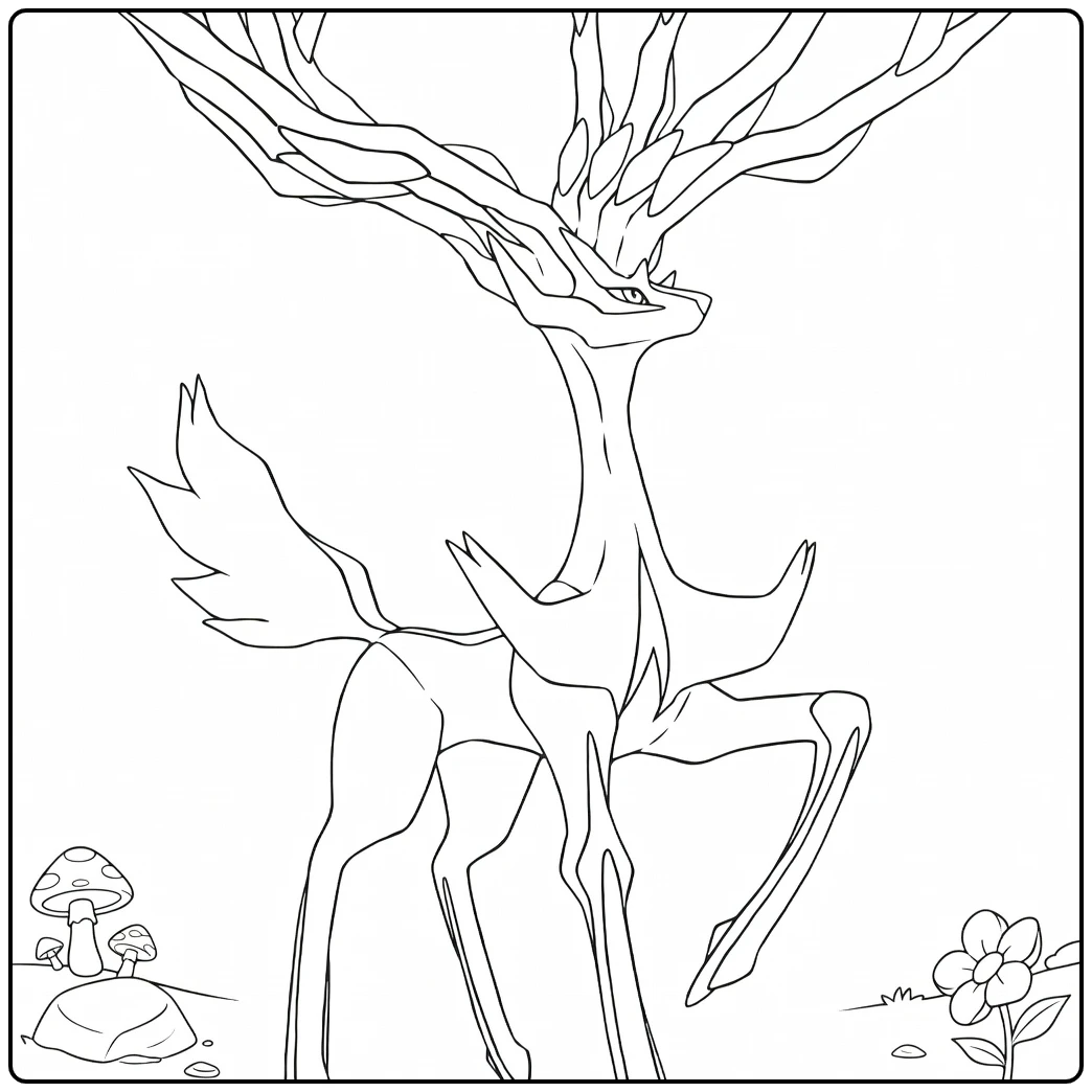 Pokemon Xerneas in Majestic Pose coloring page