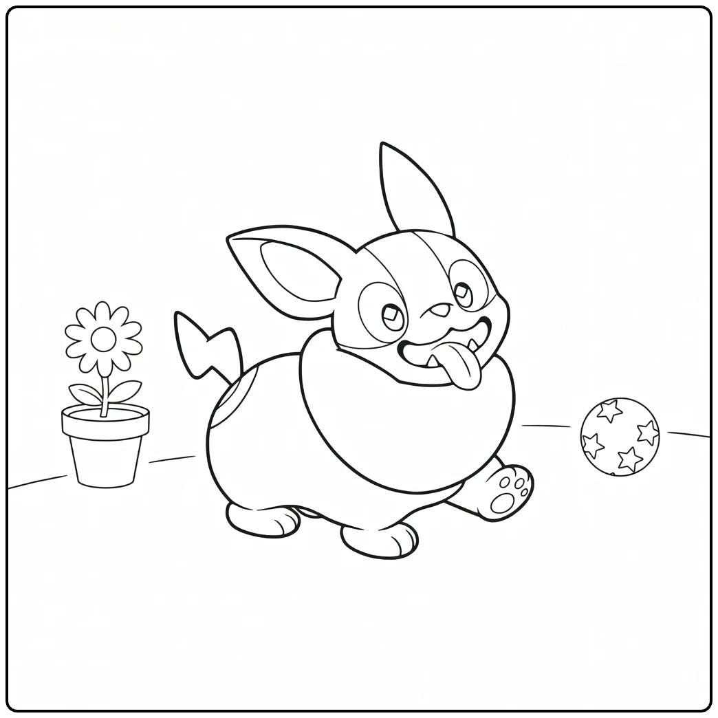 Pokemon Yamper Ball and Daisy in Pot coloring page