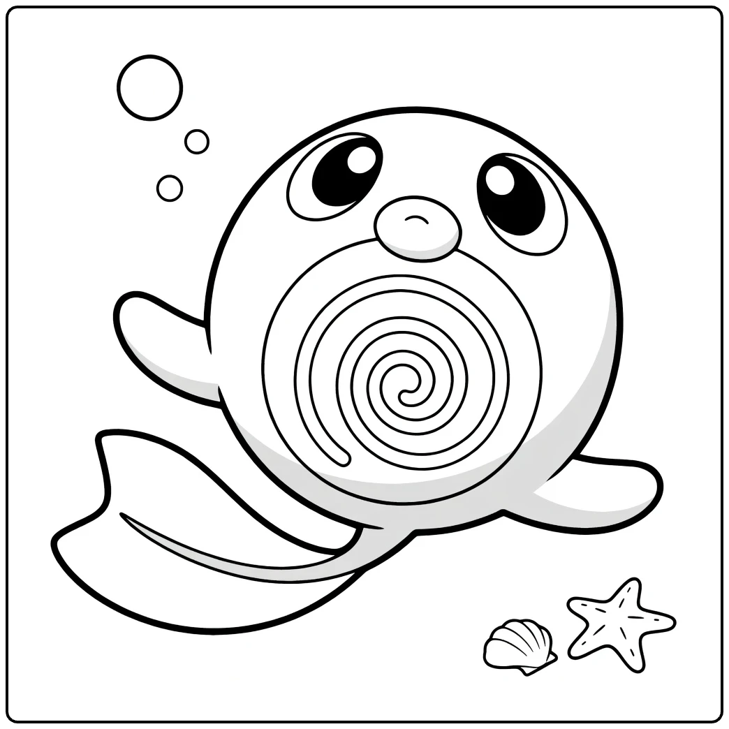 Poliwag Water Pokemon Underwater coloring page