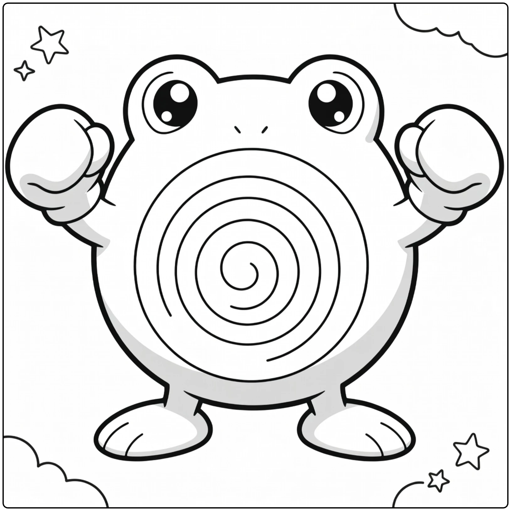Poliwhirl Water Pokemon Fighting Frog coloring page