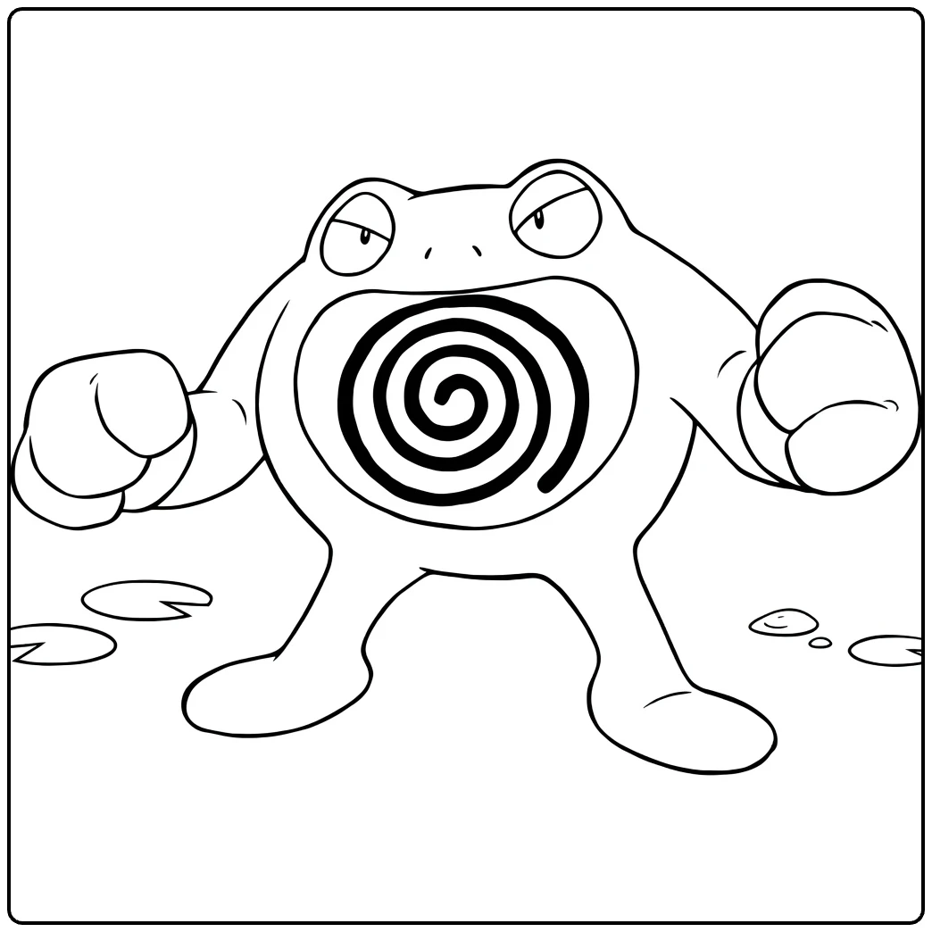 Poliwrath Water Pokemon in Action coloring page
