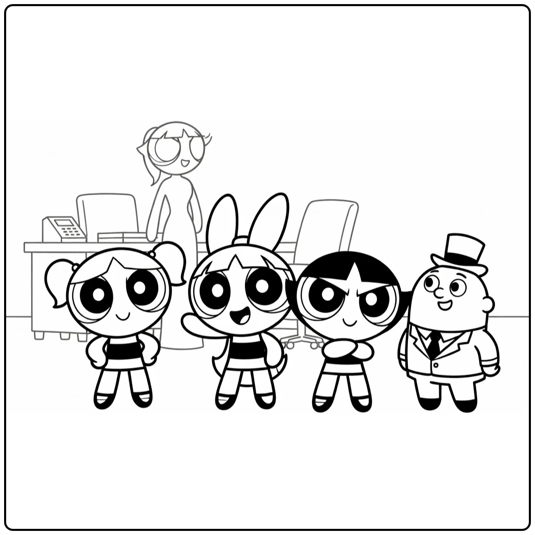 Powerpuff Girls Mayor and Ms Bellum coloring page