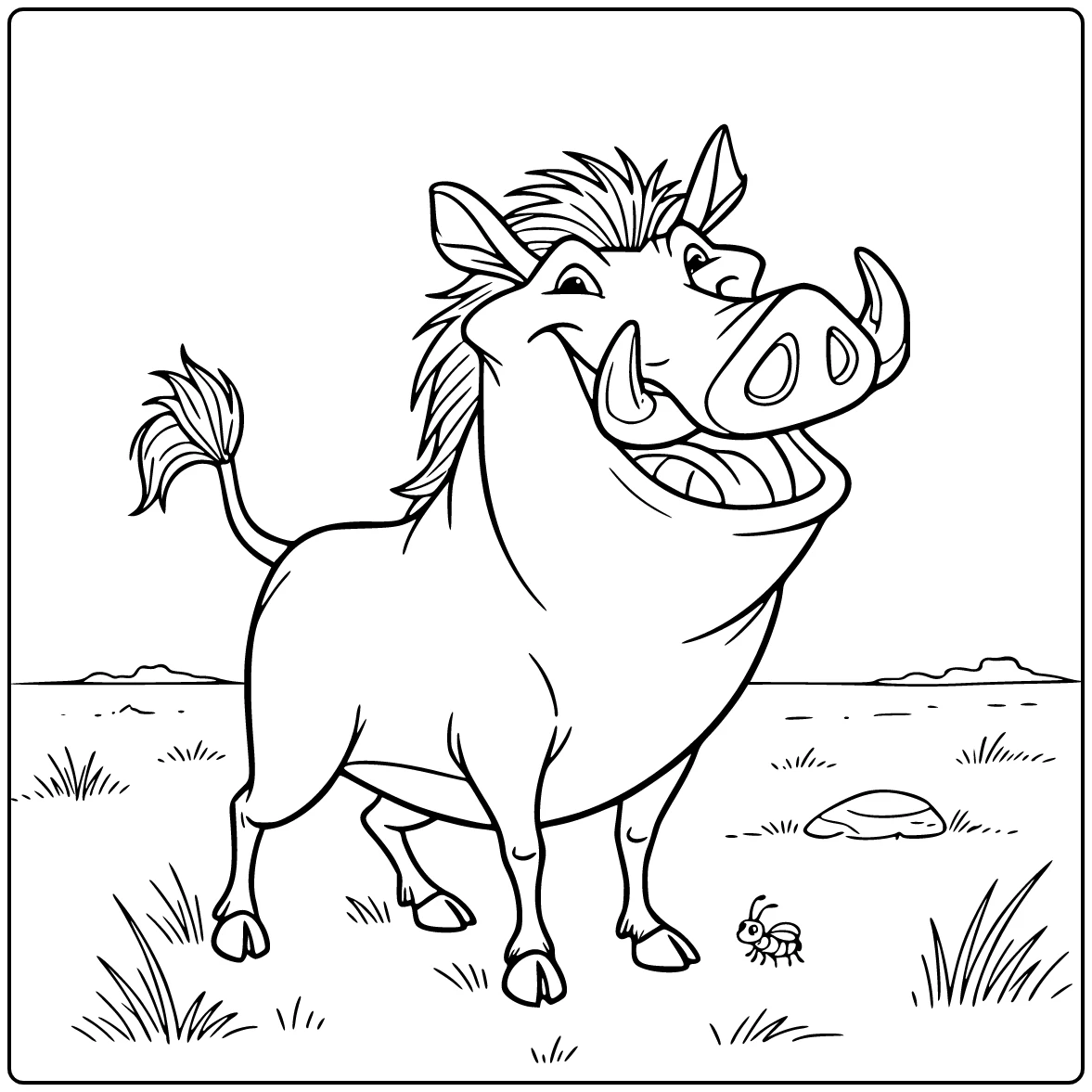 Pumbaa in Grass Field Open Space coloring page