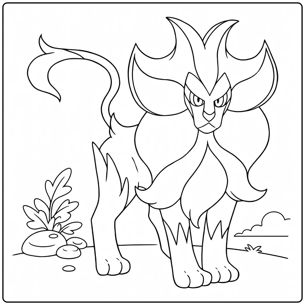 Pyroar Pokemon Fire Tough Lion coloring page