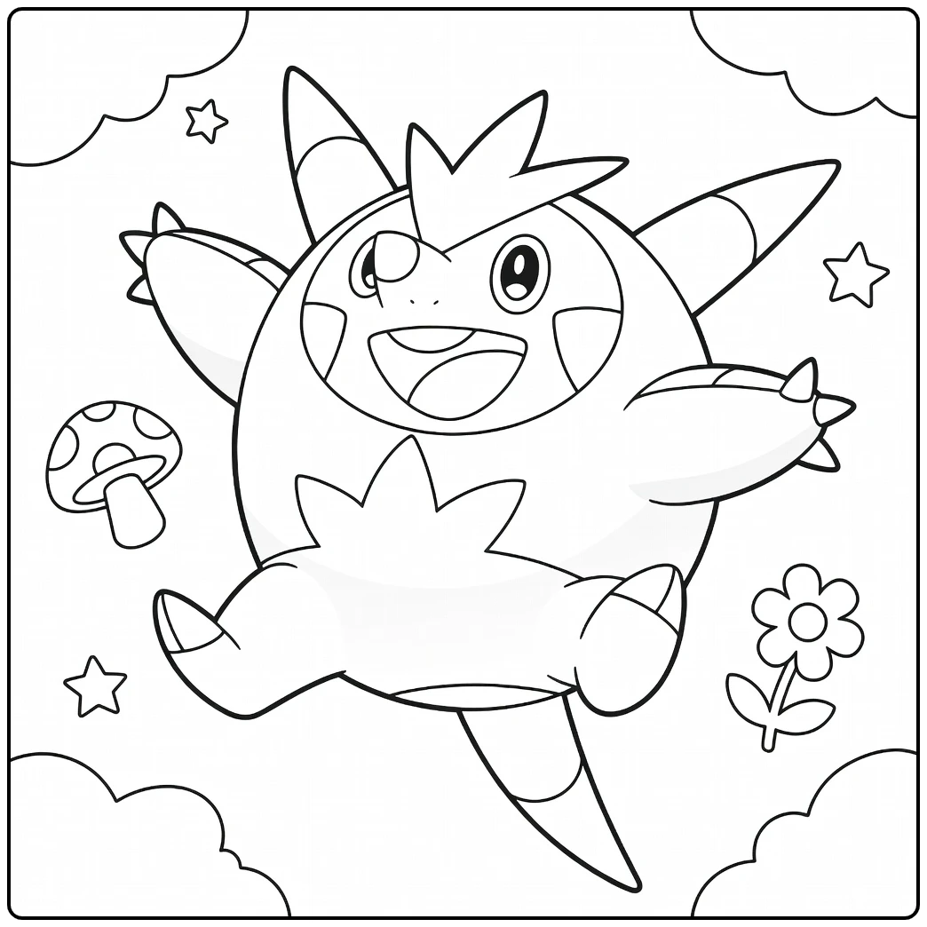 Quilladin Cheerful Jumping with Flowers coloring page
