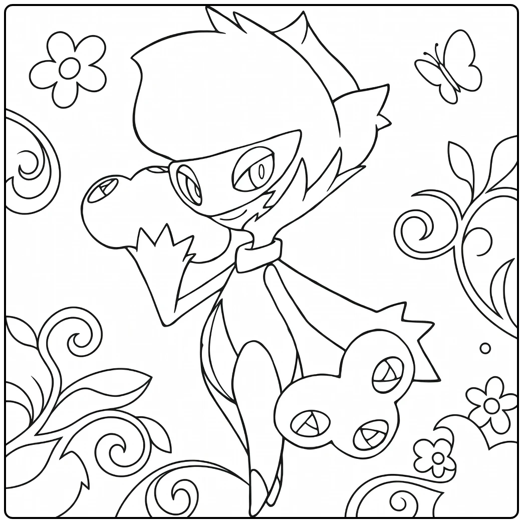 Roserade for Kids with Vines and Buds coloring page