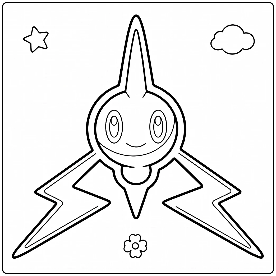Rotom Pokemon Fire in Playful Pose with Vin coloring page
