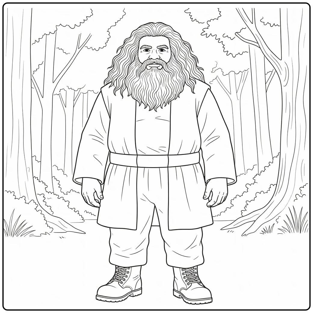 Rubeus Hagrid in Powerful Forest Pose coloring page