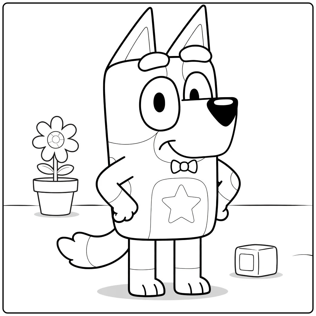 Bluey Tough Rusty with Star and Block coloring page