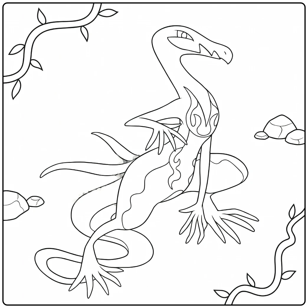 Salazzle Pokemon Fire Dynamic Reptiel coloring page