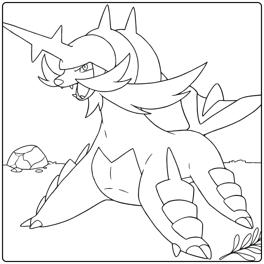 Samurott Water Pokemon in Powerful Pose coloring page