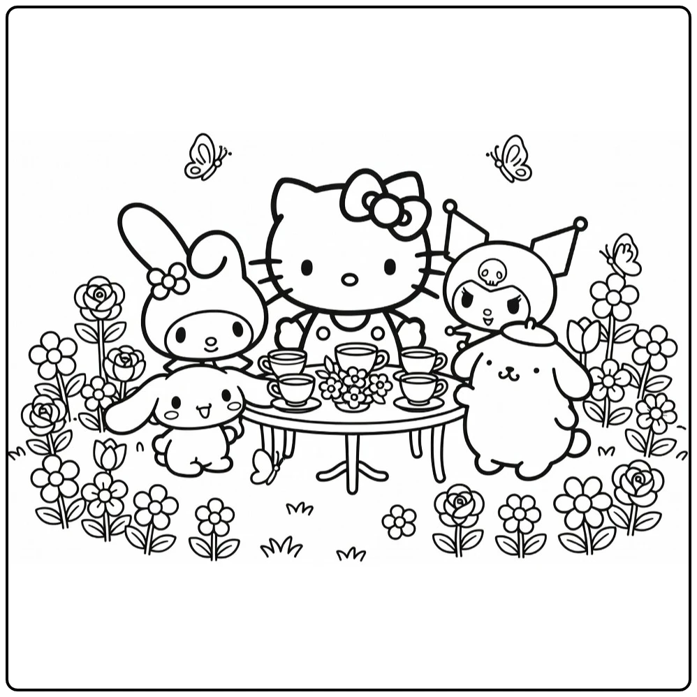 Sanrio Hello Kitty and My Melody Together coloring page