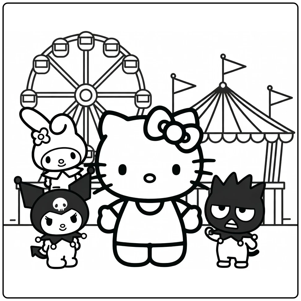 Sanrio Hello Kitty Kuromi and My Melody 1 coloring page
