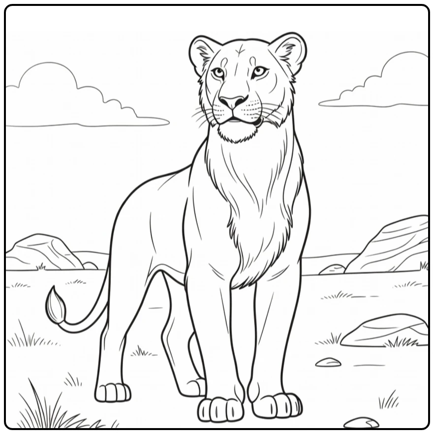Sarabi Noble Pose and Rocks coloring page
