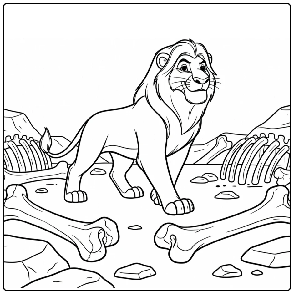 Scar Walking Slowly with Sly Smile in Graveyard coloring page