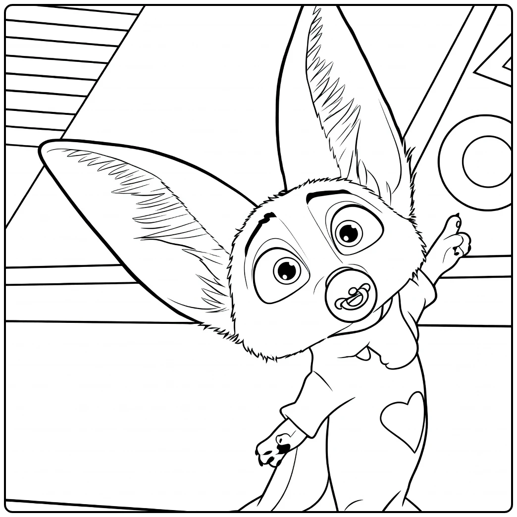 Cute Baby Finnick in Cheerful Pose coloring page