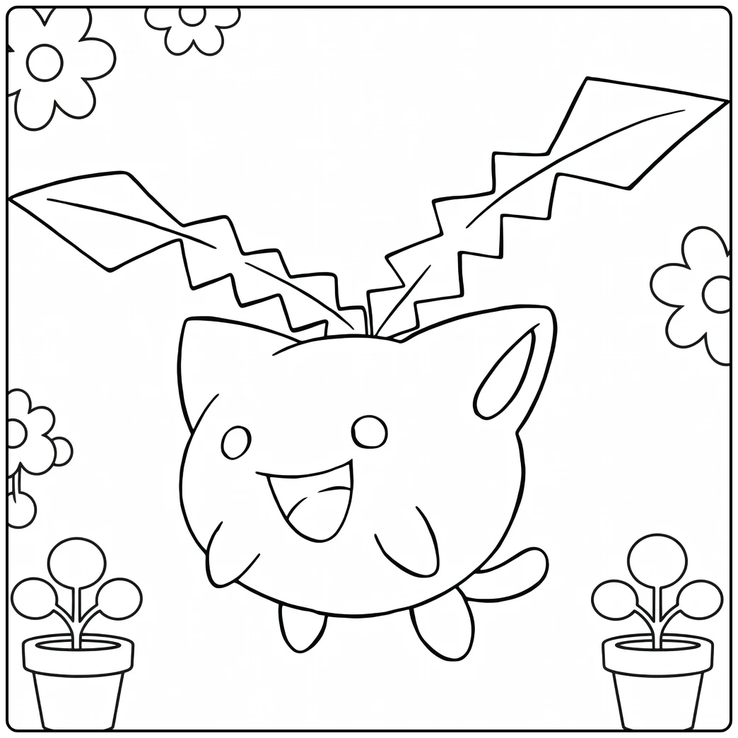Cute Hoppip Propeller Leaves coloring page