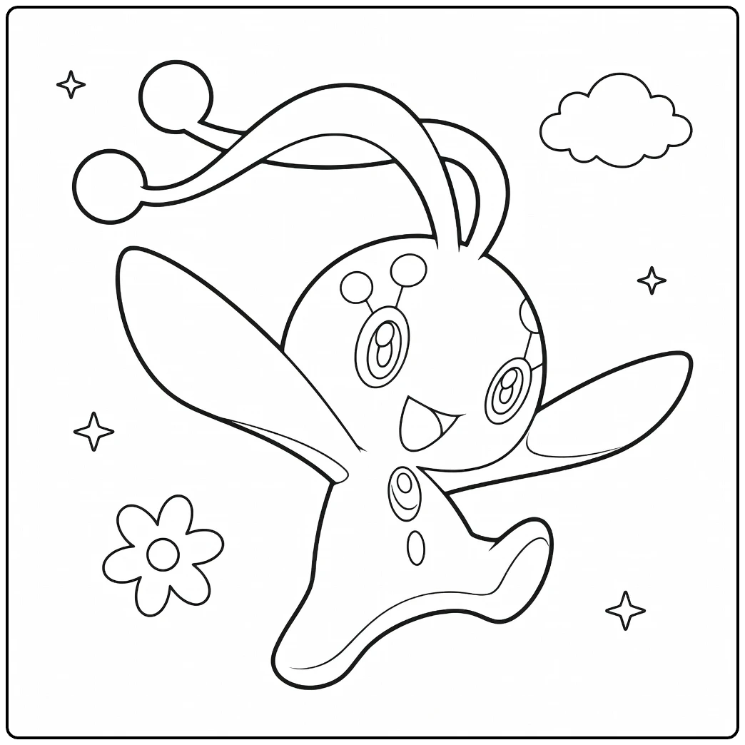 Cute Manaphy Water Pokemon coloring page