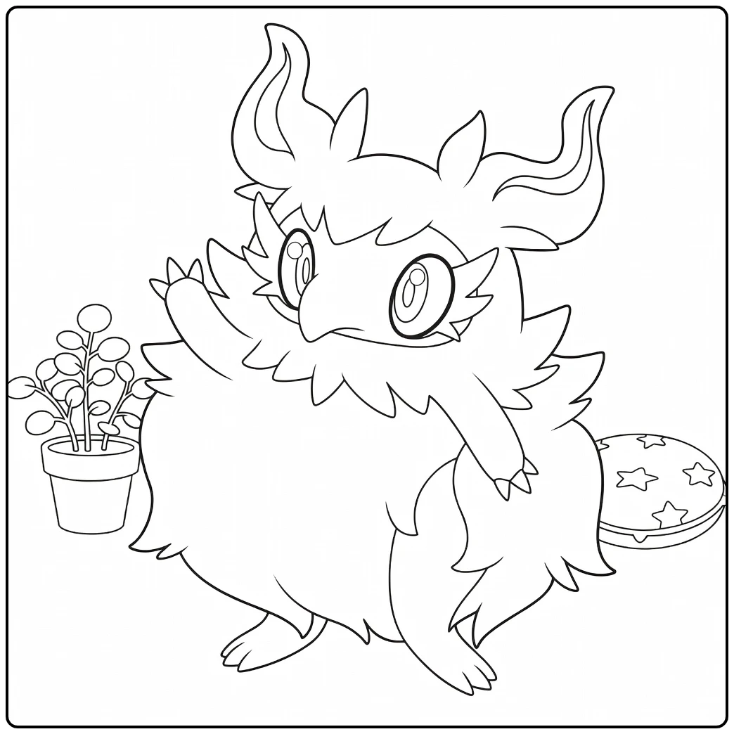 Cute Pokemon Aromatisse for Children coloring page