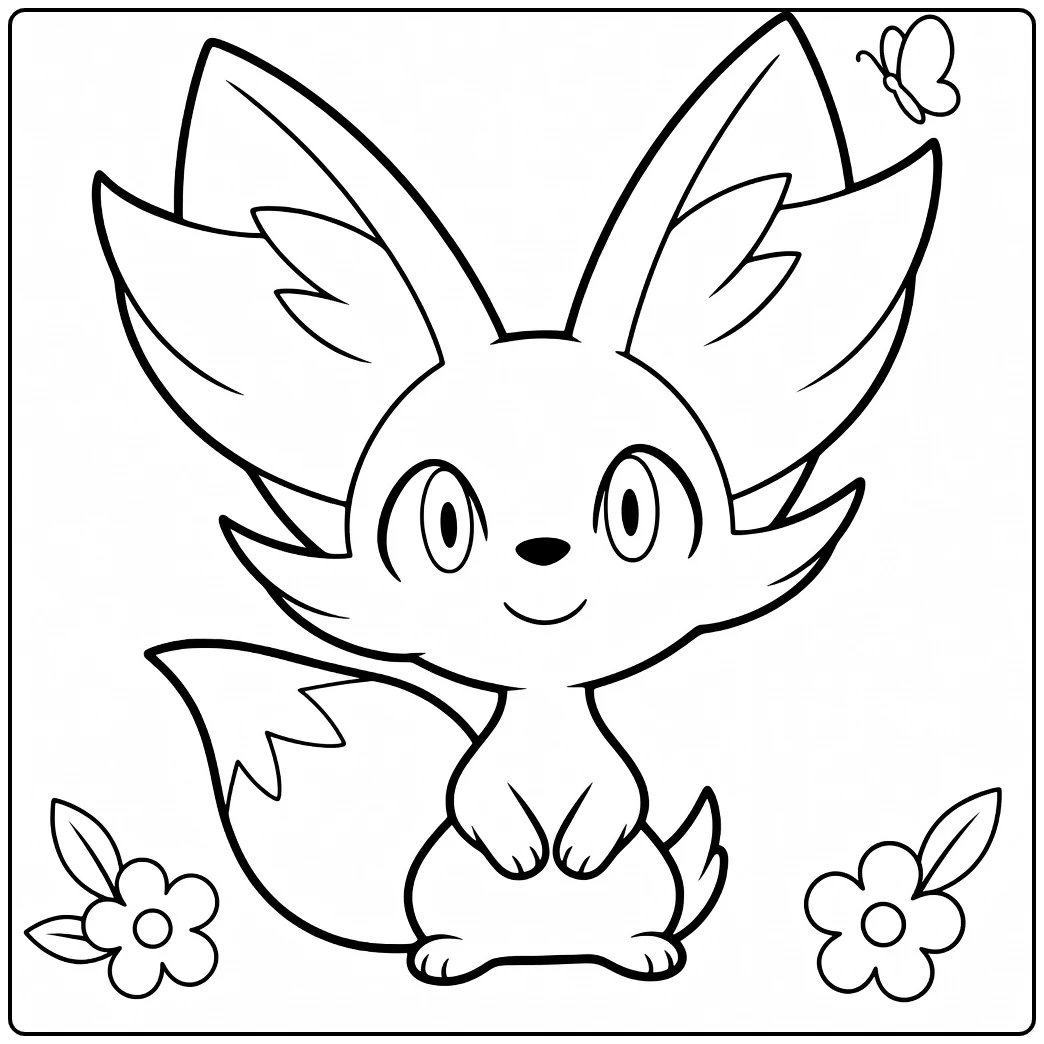 Cute Pokemon Fennekin for Kids coloring page