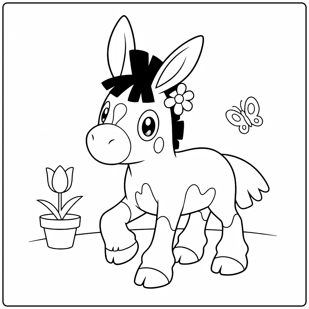 Cute Pokemon Mudbray Flowers coloring page