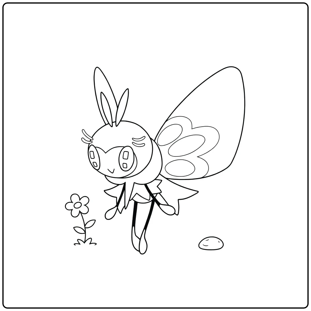 Cute Pokemon Ribombee Flower coloring page