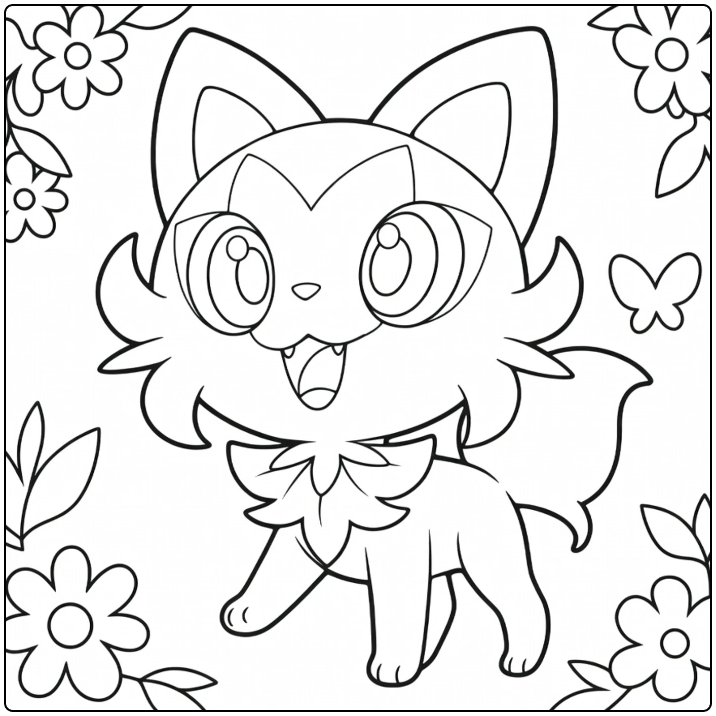 Cute Pokemon Sprigatito Kitten coloring page