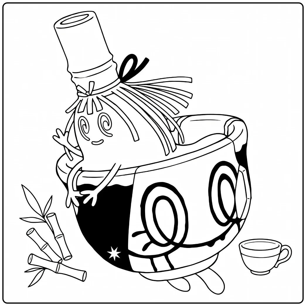 Cute Sinistcha Teacup coloring page