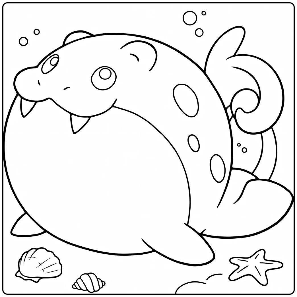 Cute Spheal Water Pokemon Sea Scene coloring page