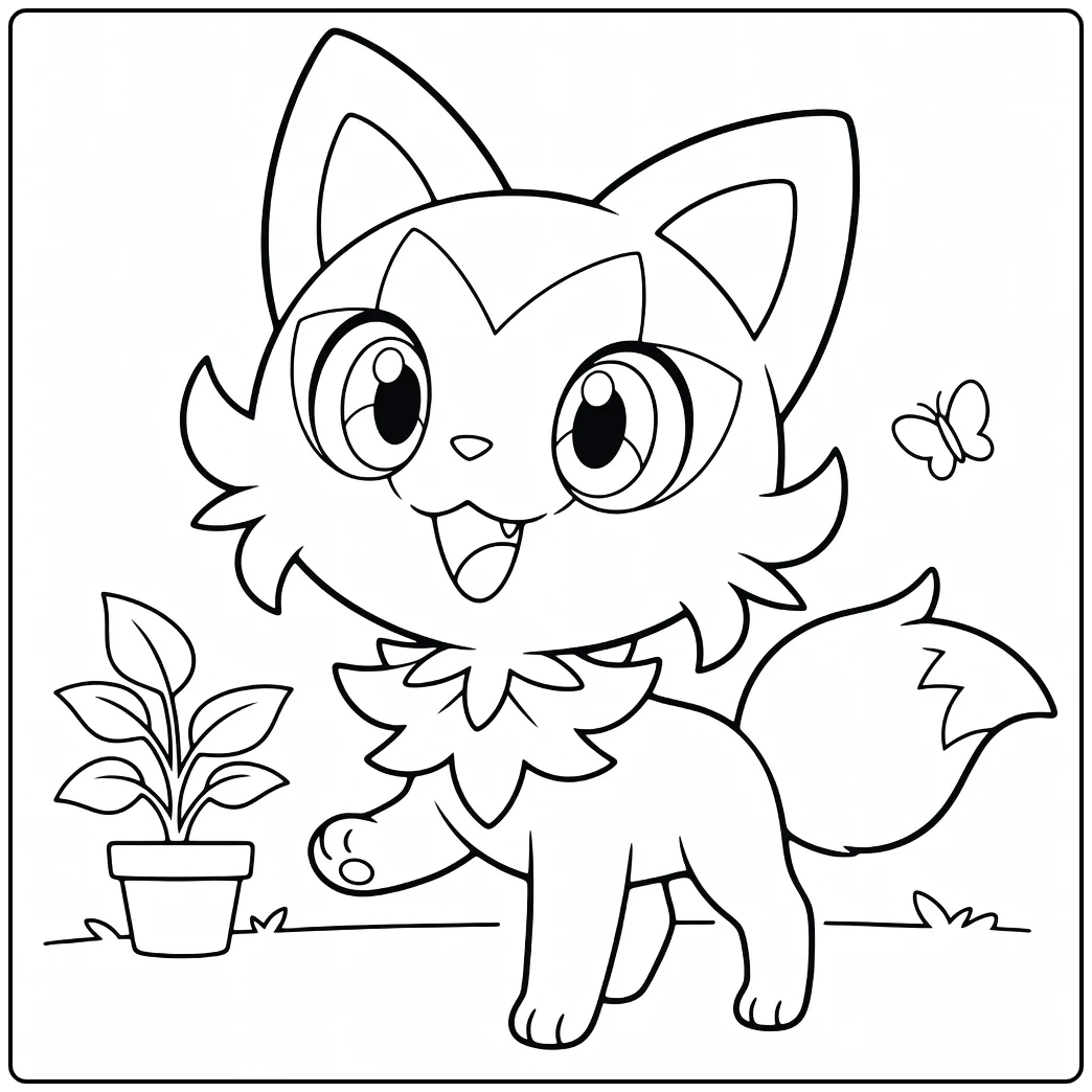 Cute Sprigatito Potted Plant coloring page