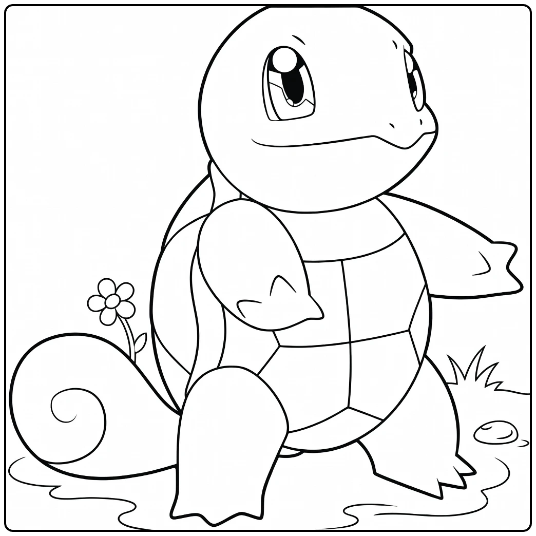 Cute Squirtle Water Pokemon coloring page