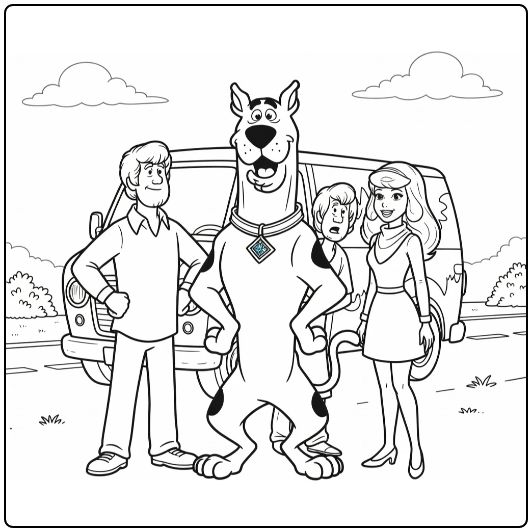 Scooby Doo Fred Daphne and Shaggy coloring page
