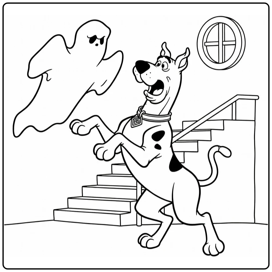 Scooby Doo Schrik for Ghost Silhouet coloring page