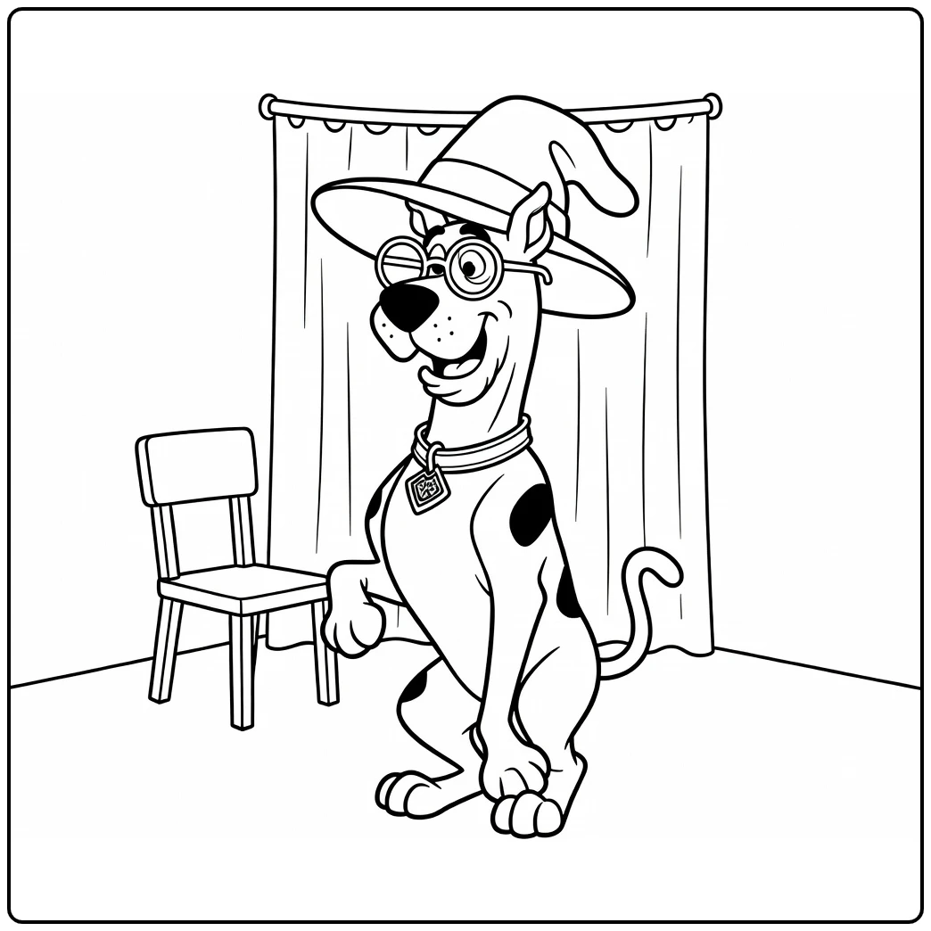Doo Scooby Funny Vermomming in Room coloring page