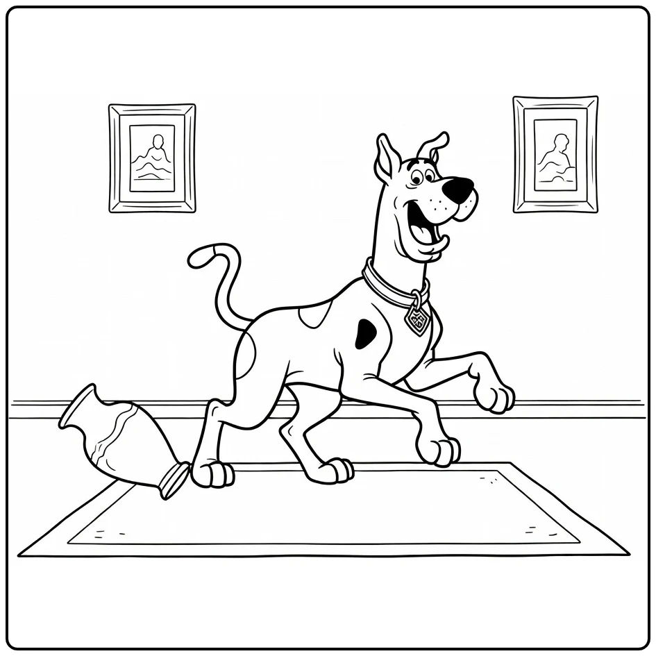 Doo Scooby in Mysterious Herenhuis Vase Omgevallen coloring page